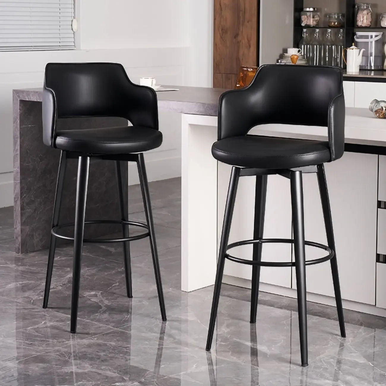 Tabourets de bar pivotants à assise baquet rembourrée, style moderne du milieu du siècle