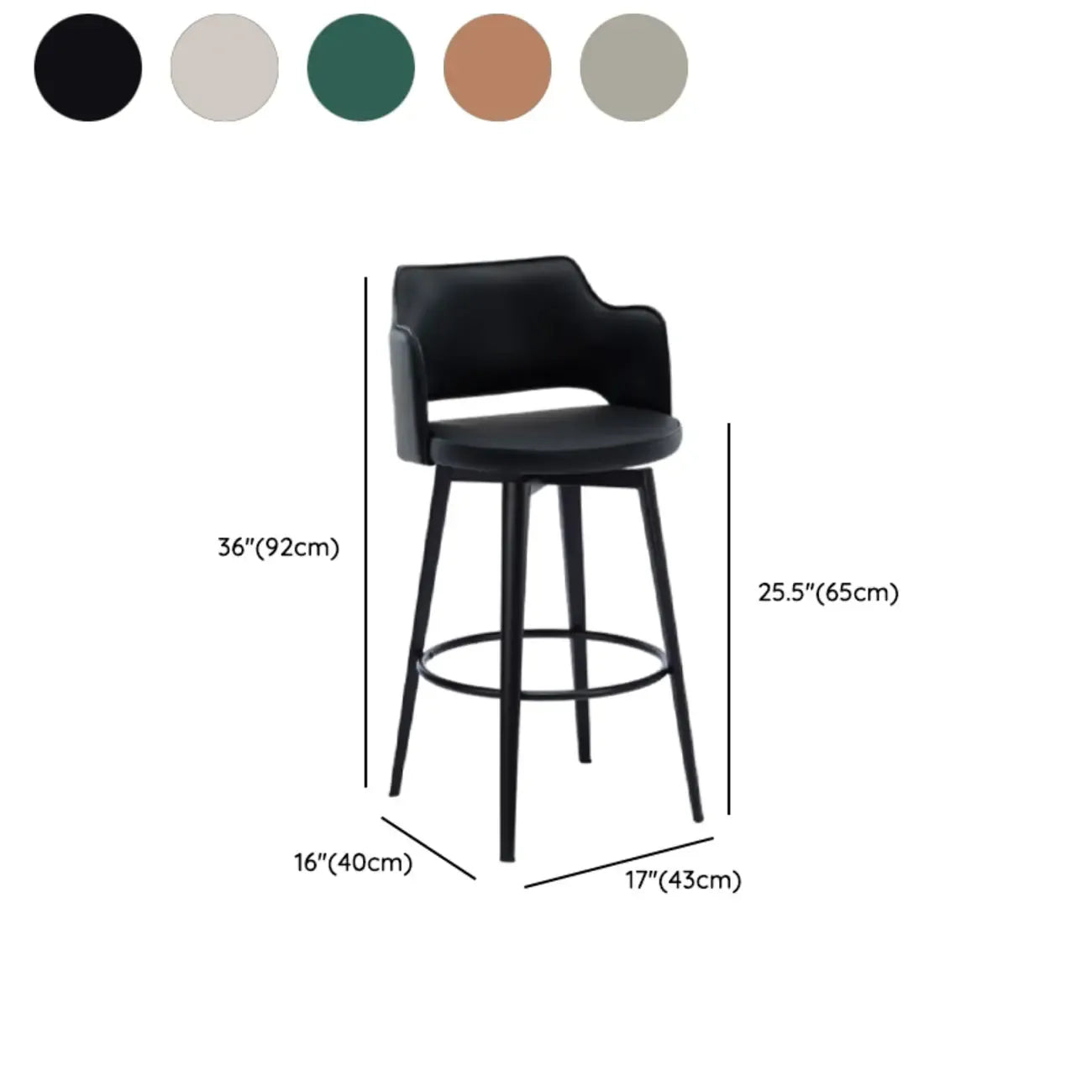 Tabourets de bar pivotants à assise baquet rembourrée, style moderne du milieu du siècle