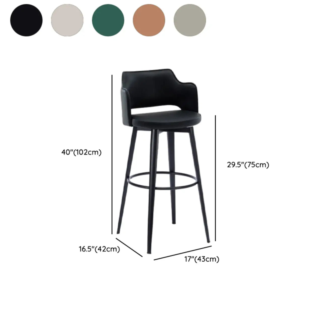 Tabourets de bar pivotants à assise baquet rembourrée, style moderne du milieu du siècle
