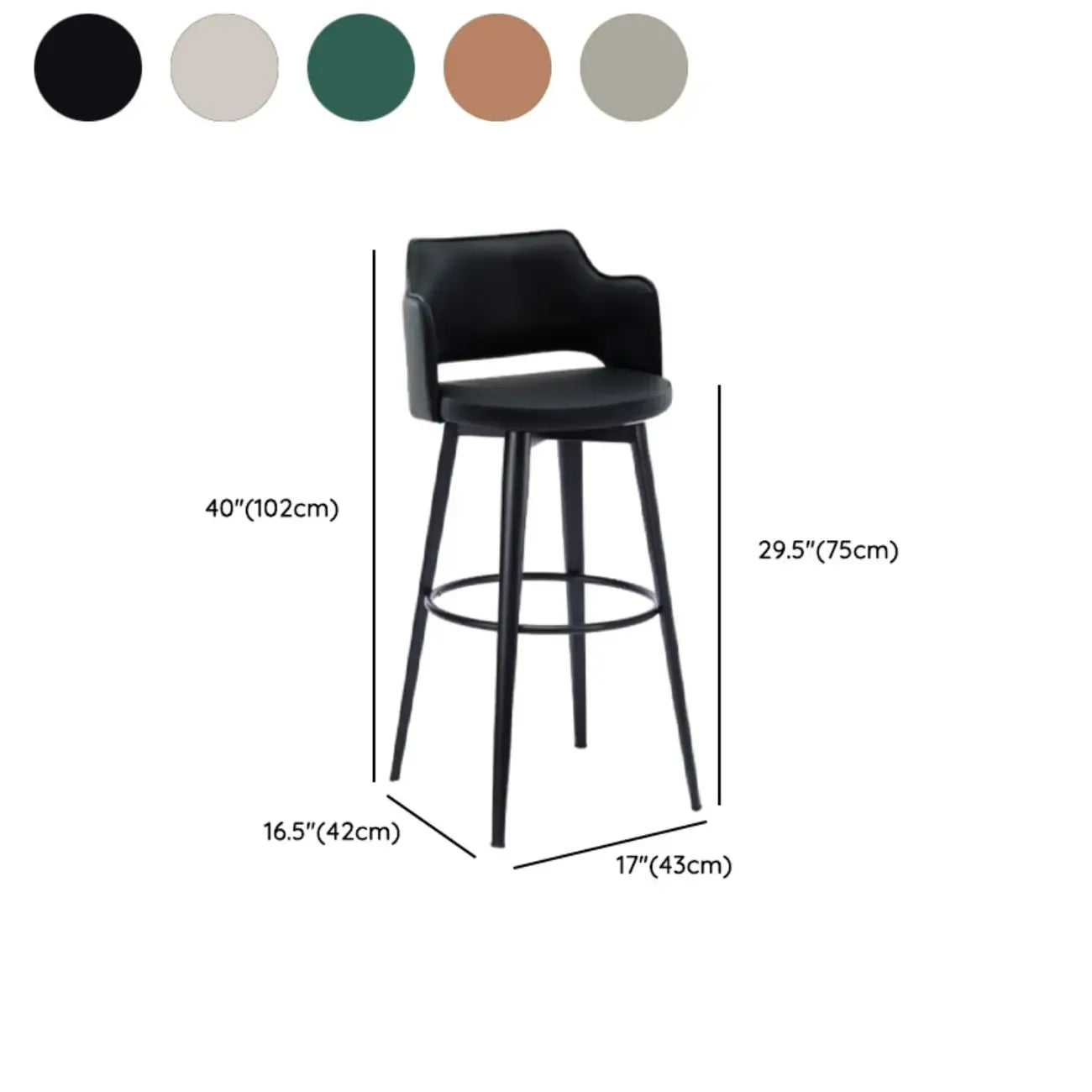 Tabourets de bar pivotants à assise baquet rembourrée, style moderne du milieu du siècle