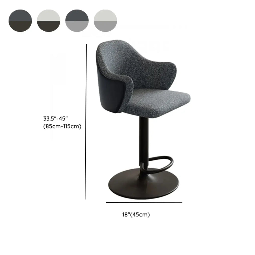 Tabouret de bar minimaliste en tissu rembourré avec accoudoirs