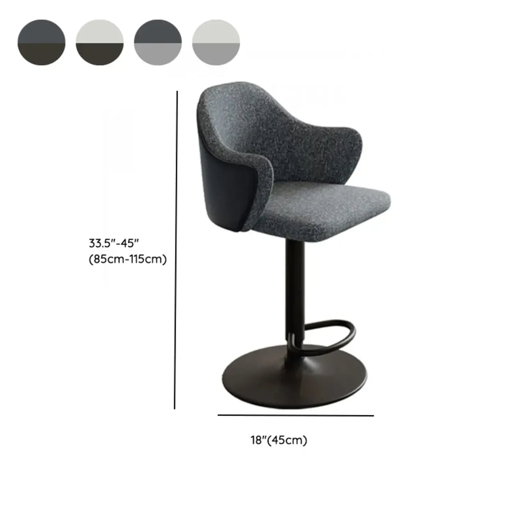 Tabouret de bar minimaliste en tissu rembourré avec accoudoirs