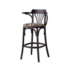 Tabourets de bar ronds rembourrés en bois, style milieu du siècle, avec dossier