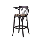 Tabourets de bar ronds rembourrés en bois, style milieu du siècle, avec dossier