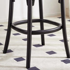 Tabourets de bar ronds rembourrés en bois, style milieu du siècle, avec dossier