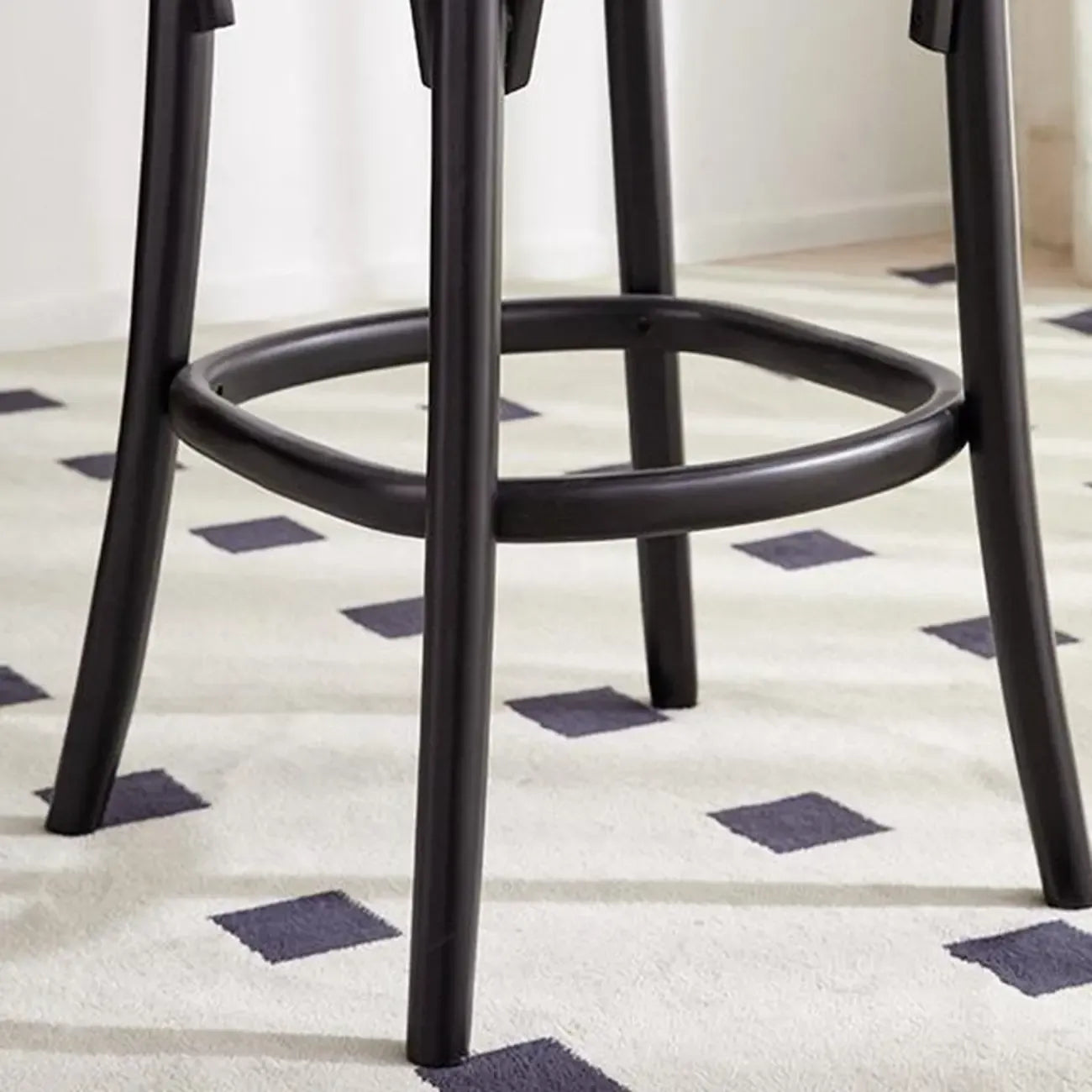 Tabourets de bar ronds rembourrés en bois, style milieu du siècle, avec dossier