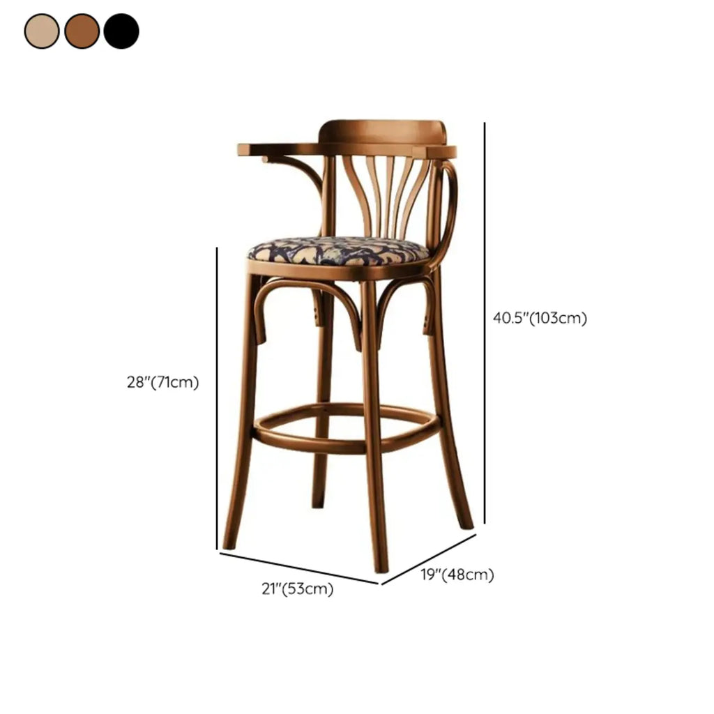 Tabourets de bar ronds rembourrés en bois, style milieu du siècle, avec dossier