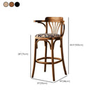 Tabourets de bar ronds rembourrés en bois, style milieu du siècle, avec dossier