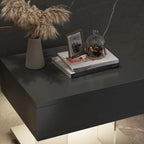 Table de chevet moderne avec plateau en bois acrylique, 1 tiroir et éclairage intégré