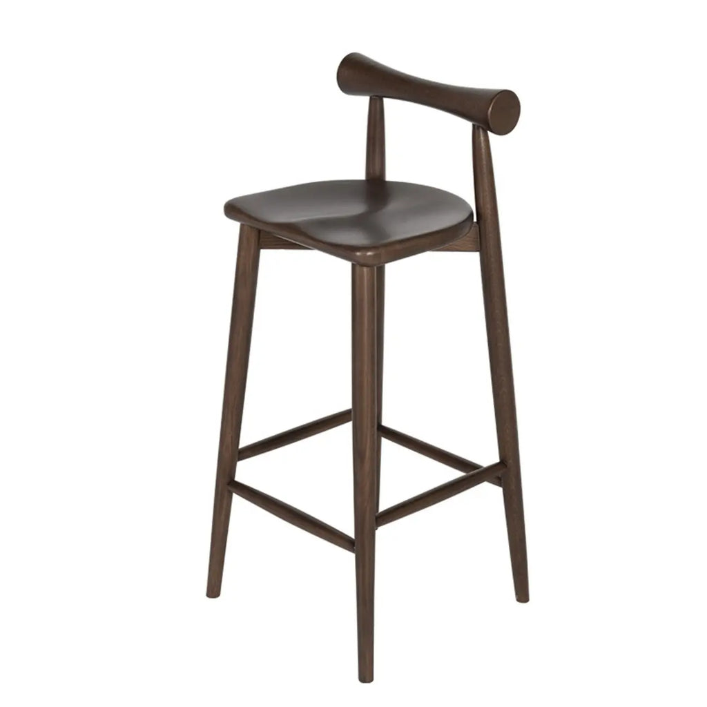 Tabourets de bar minimalistes en bois noir avec dossier