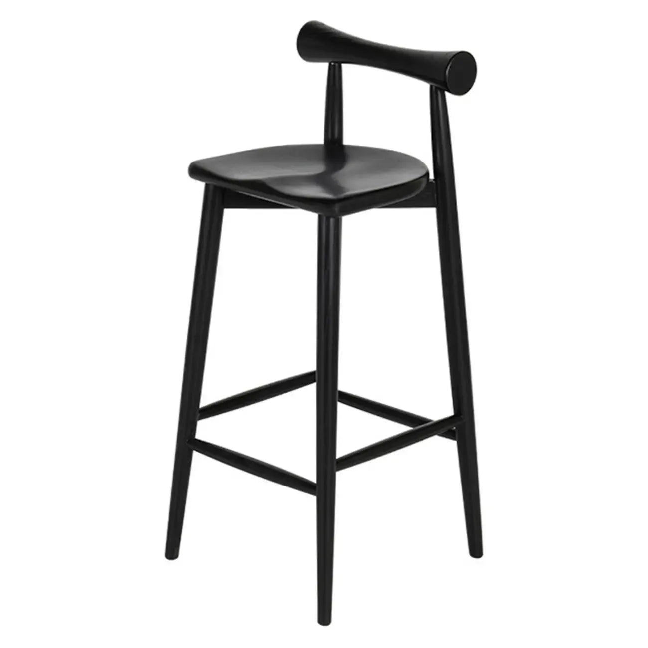 Tabourets de bar minimalistes en bois noir avec dossier