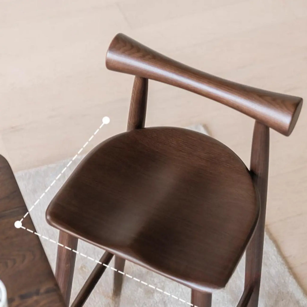 Tabourets de bar minimalistes en bois noir avec dossier