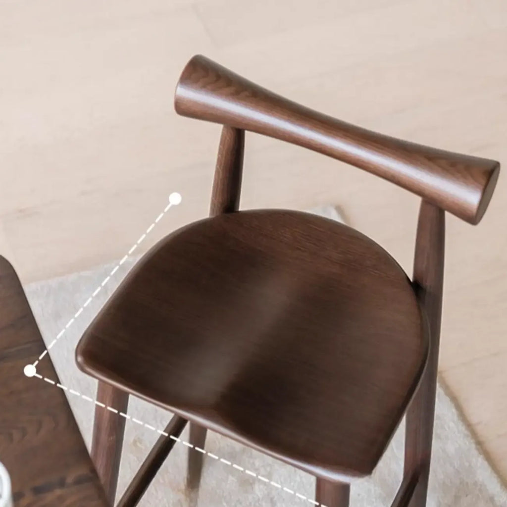 Tabourets de bar minimalistes en bois noir avec dossier
