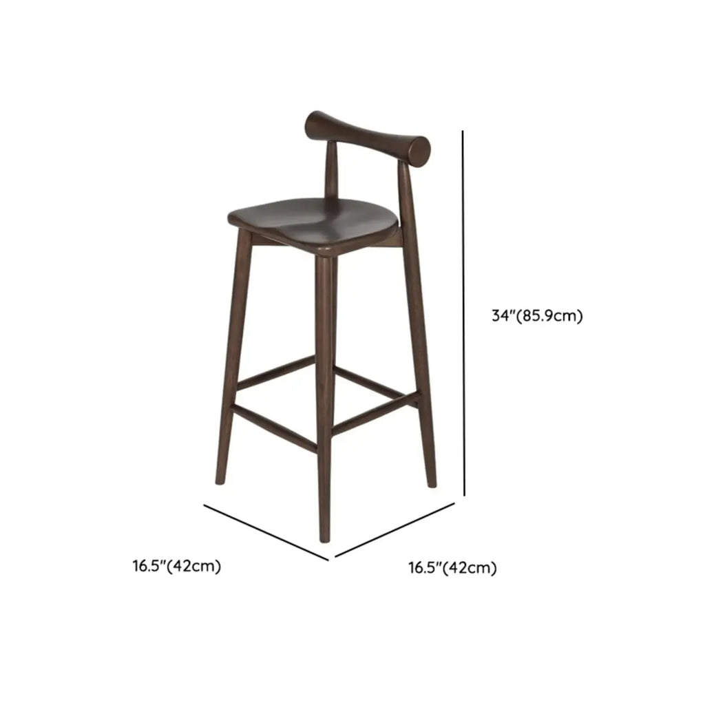 Tabourets de bar minimalistes en bois noir avec dossier