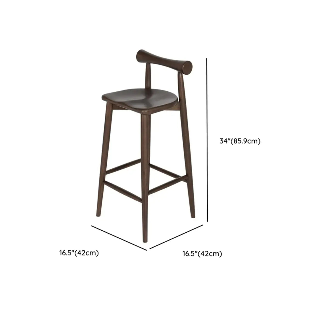 Tabourets de bar minimalistes en bois noir avec dossier