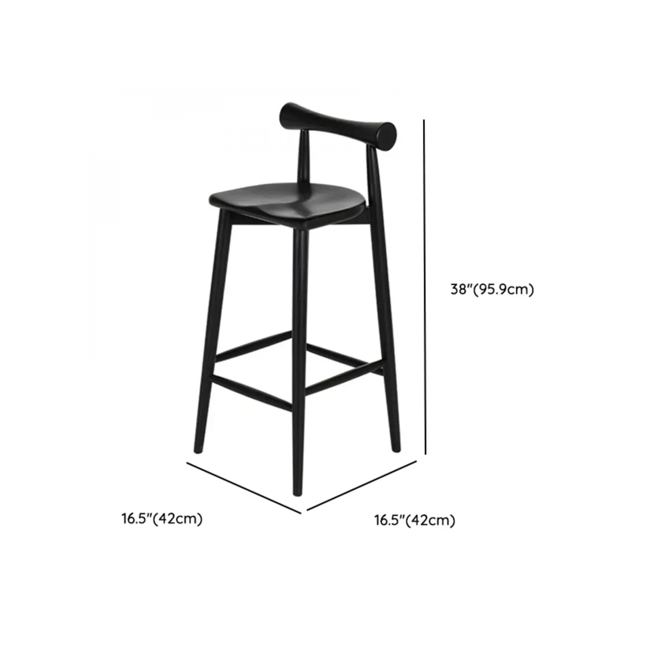 Tabourets de bar minimalistes en bois noir avec dossier