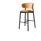 Tabouret de bar Art Déco en cuir, dossier bas, hauteur comptoir