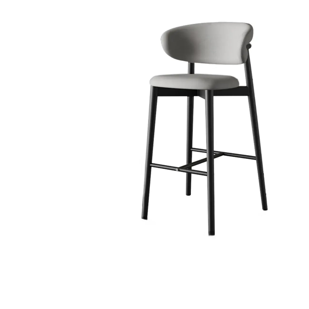 Tabouret de bar Art Déco en cuir, dossier bas, hauteur comptoir