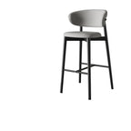 Tabouret de bar Art Déco en cuir, dossier bas, hauteur comptoir