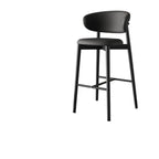 Tabouret de bar Art Déco en cuir, dossier bas, hauteur comptoir