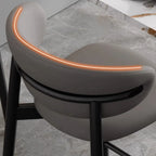 Tabouret de bar Art Déco en cuir, dossier bas, hauteur comptoir