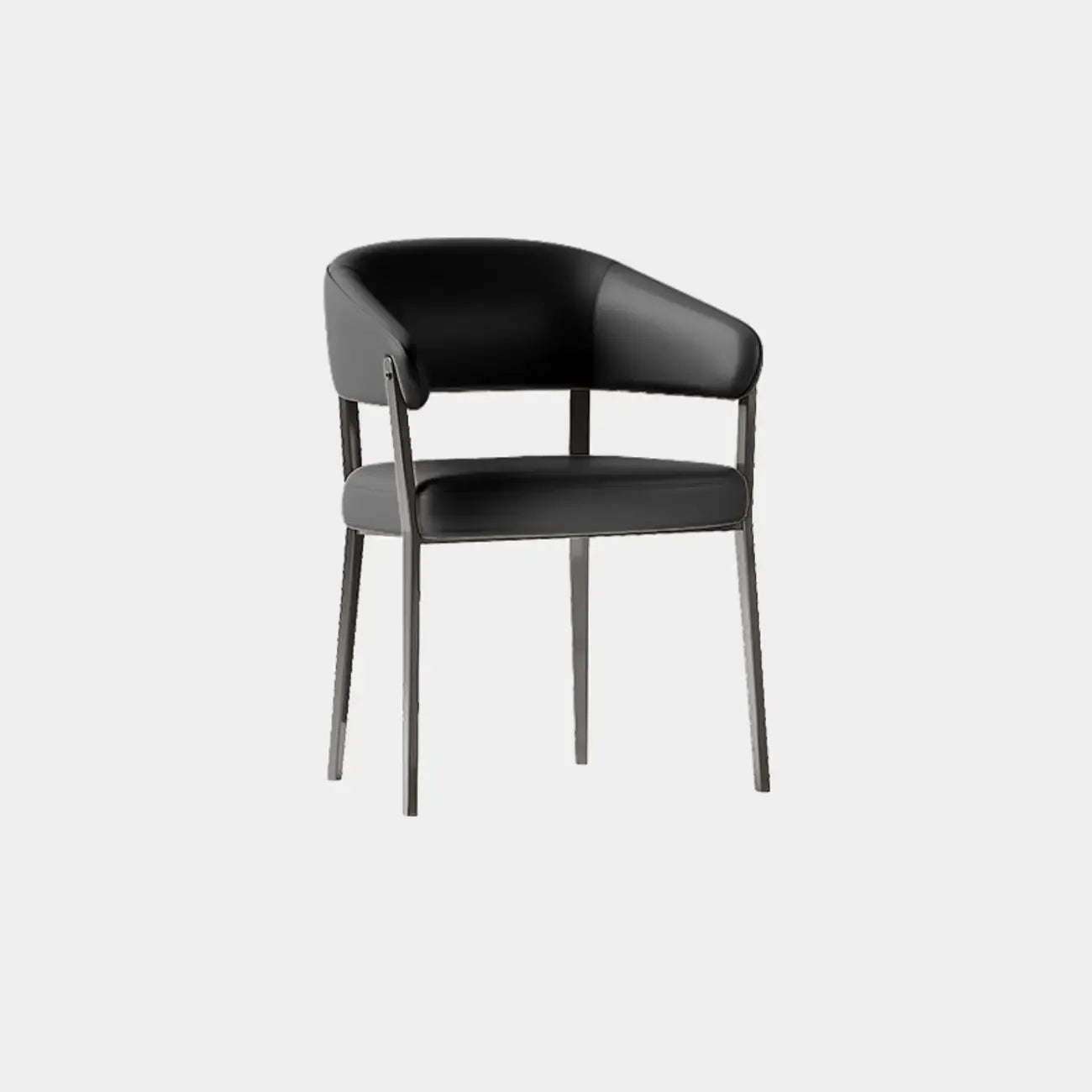 Chaise de salle à manger moderne avec accoudoirs en similicuir, dossier ouvert et pieds en alliage