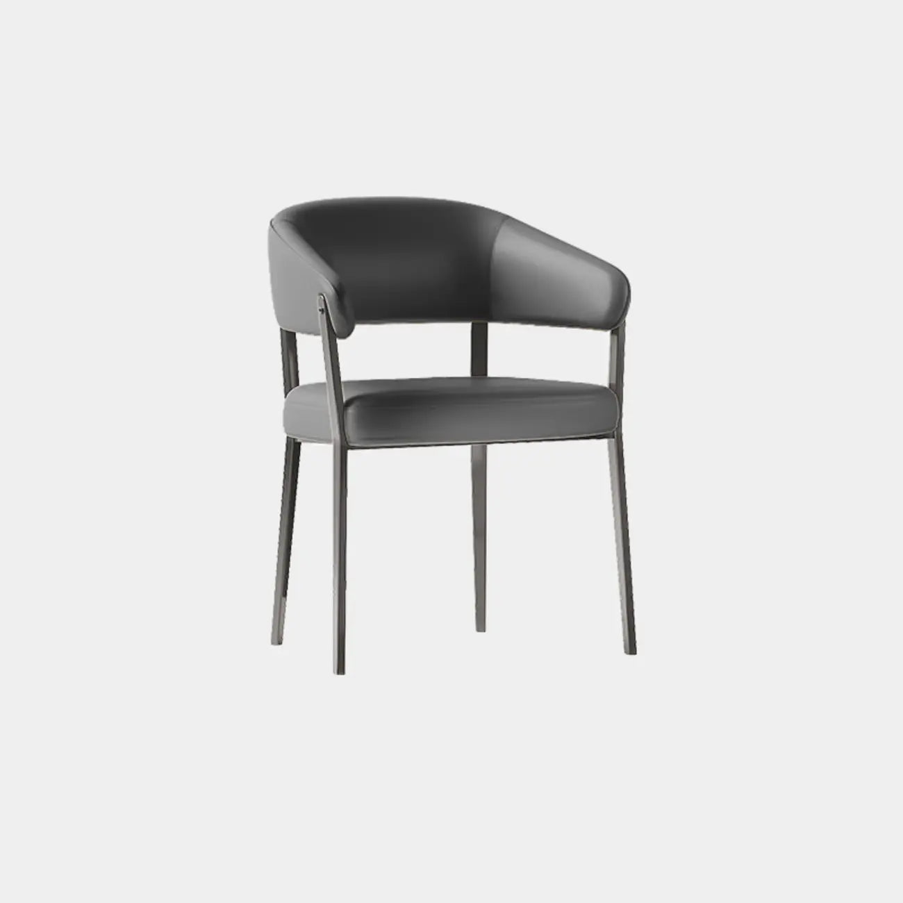 Chaise de salle à manger moderne avec accoudoirs en similicuir, dossier ouvert et pieds en alliage