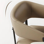 Chaise de salle à manger moderne avec accoudoirs en similicuir, dossier ouvert et pieds en alliage