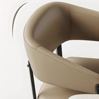 Chaise de salle à manger moderne avec accoudoirs en similicuir, dossier ouvert et pieds en alliage