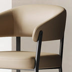 Chaise de salle à manger moderne avec accoudoirs en similicuir, dossier ouvert et pieds en alliage