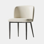 Chaise de salle à manger moderne sans accoudoirs en cuir avec pieds en alliage noir