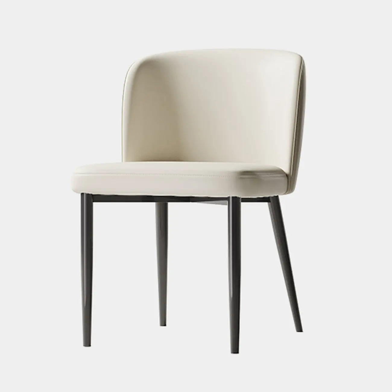 Chaise de salle à manger moderne sans accoudoirs en cuir avec pieds en alliage noir