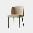 Chaise de salle à manger moderne sans accoudoirs en cuir avec pieds en alliage noir