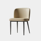Chaise de salle à manger moderne sans accoudoirs en cuir avec pieds en alliage noir
