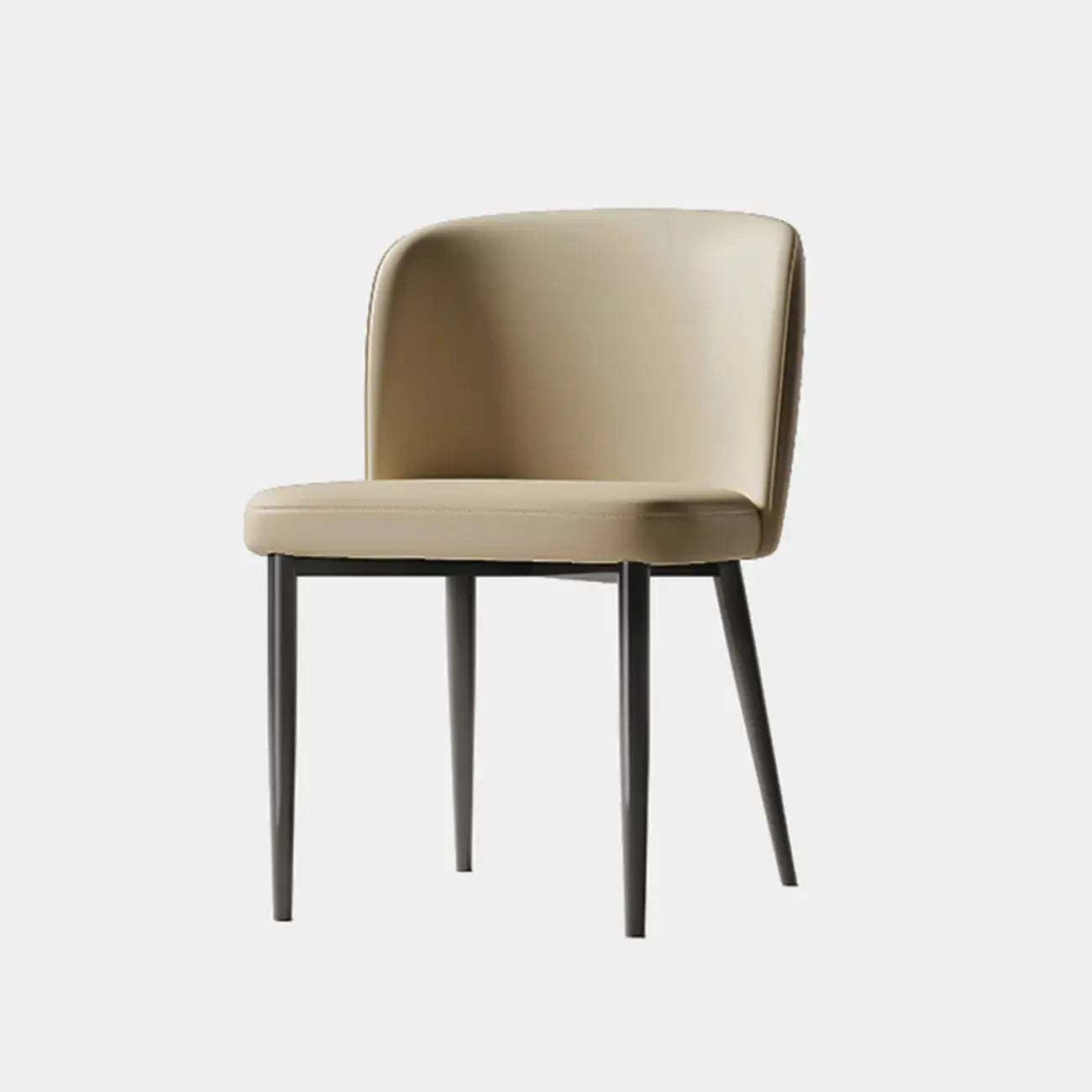 Chaise de salle à manger moderne sans accoudoirs en cuir avec pieds en alliage noir