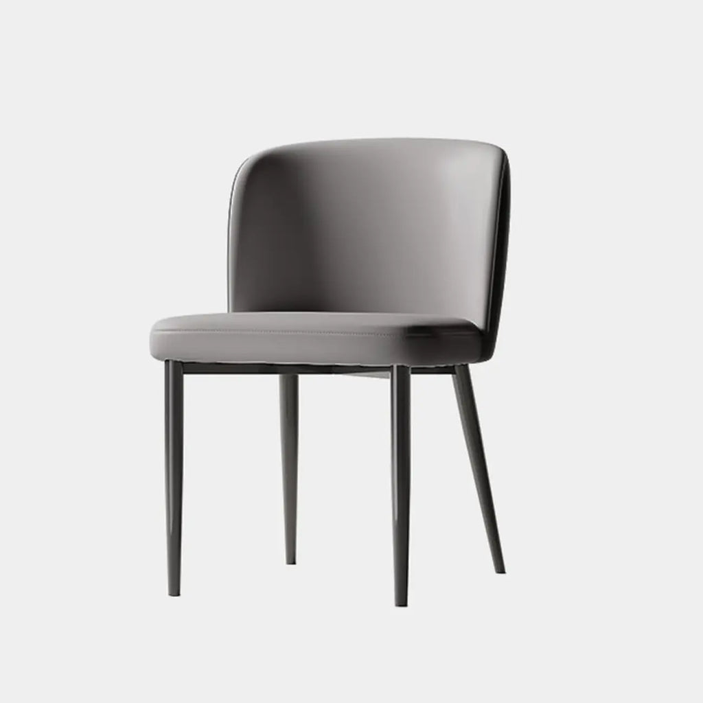 Chaise de salle à manger moderne sans accoudoirs en cuir avec pieds en alliage noir