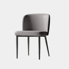 Chaise de salle à manger moderne sans accoudoirs en cuir avec pieds en alliage noir