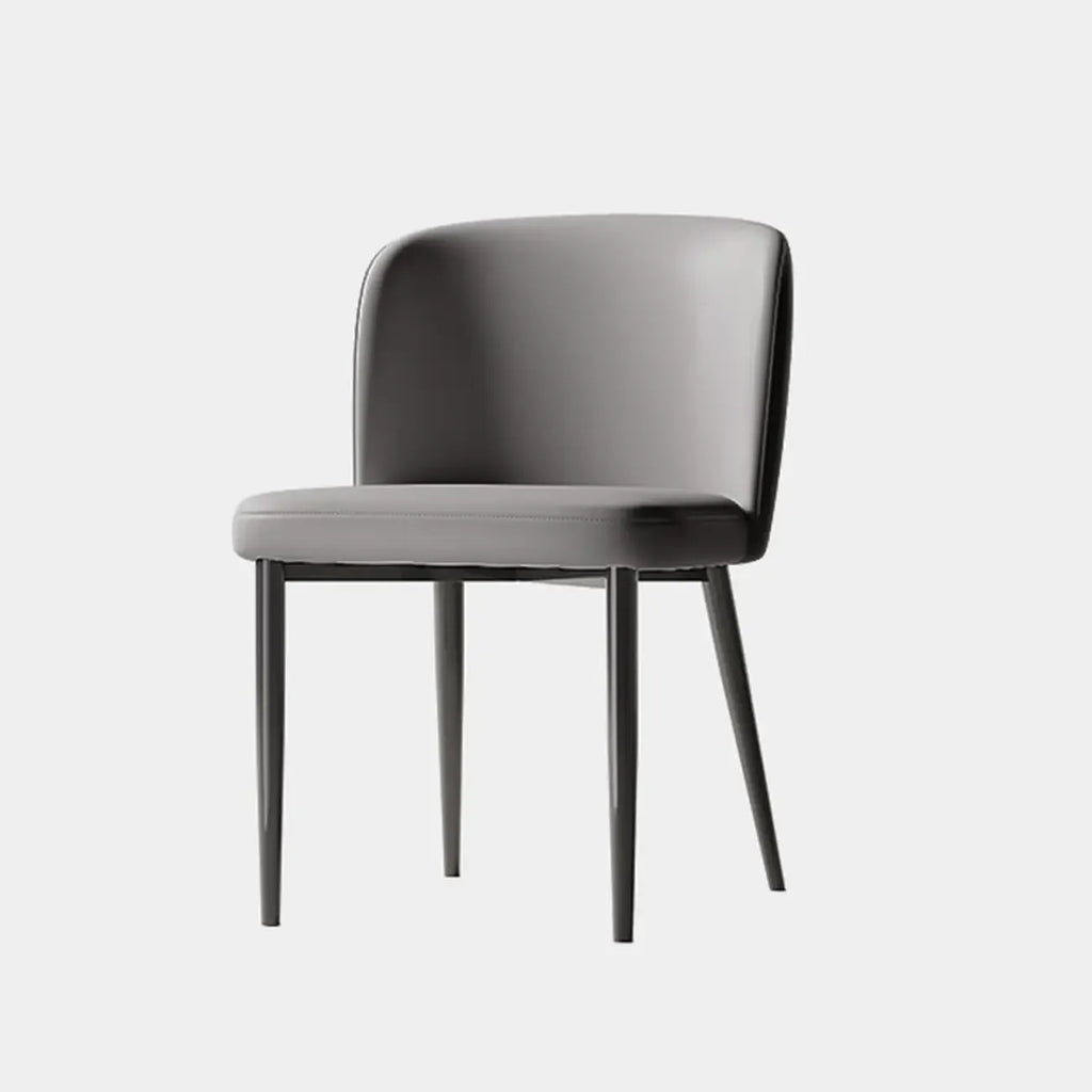 Chaise de salle à manger moderne sans accoudoirs en cuir avec pieds en alliage noir