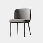 Chaise de salle à manger moderne sans accoudoirs en cuir avec pieds en alliage noir