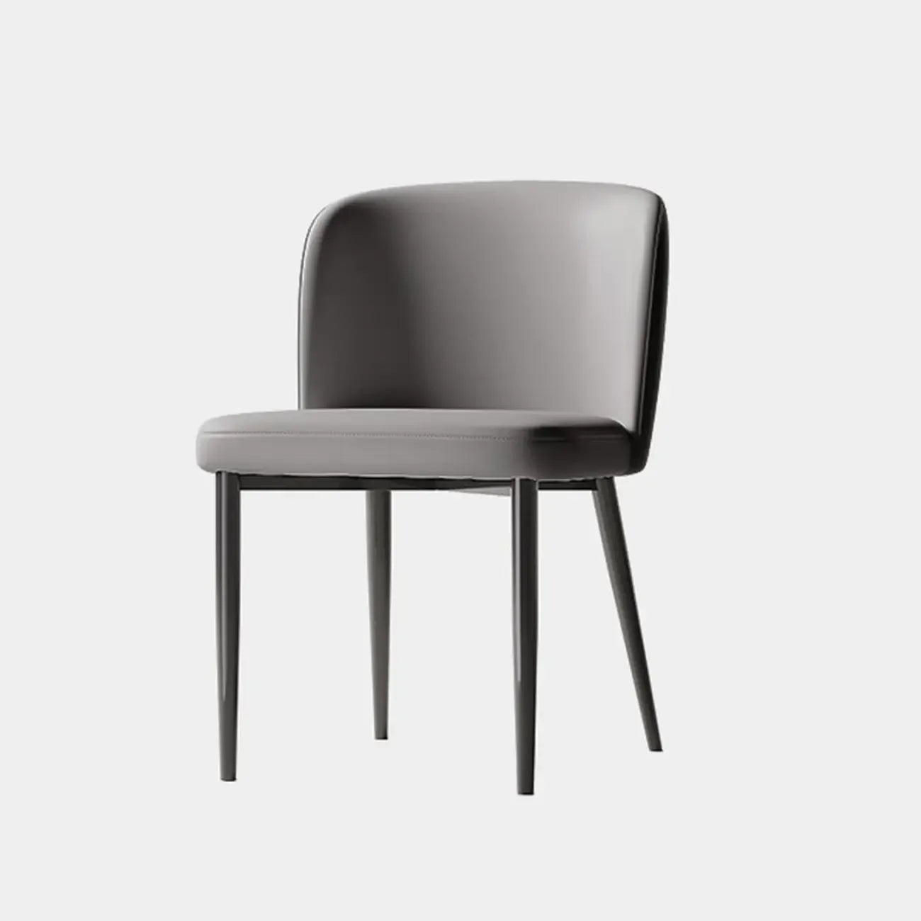 Chaise de salle à manger moderne sans accoudoirs en cuir avec pieds en alliage noir