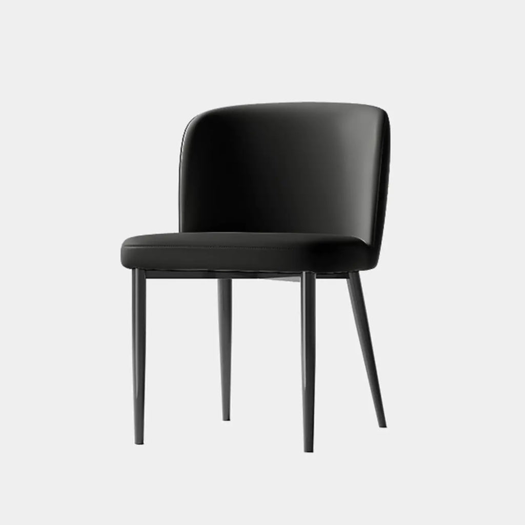 Chaise de salle à manger moderne sans accoudoirs en cuir avec pieds en alliage noir