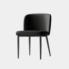 Chaise de salle à manger moderne sans accoudoirs en cuir avec pieds en alliage noir