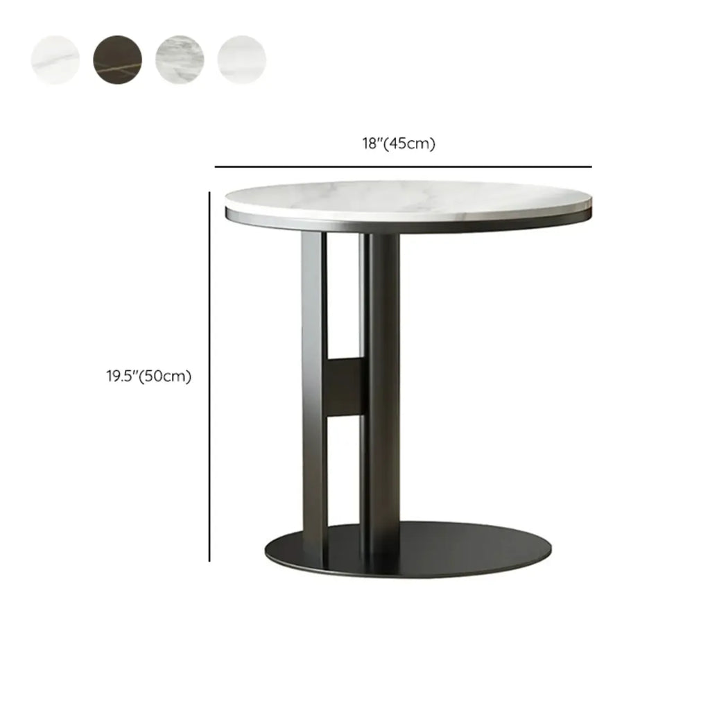 petite table d'appoint élégante en acier avec plateau en marbre et forme en C