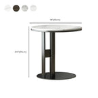petite table d'appoint élégante en acier avec plateau en marbre et forme en C