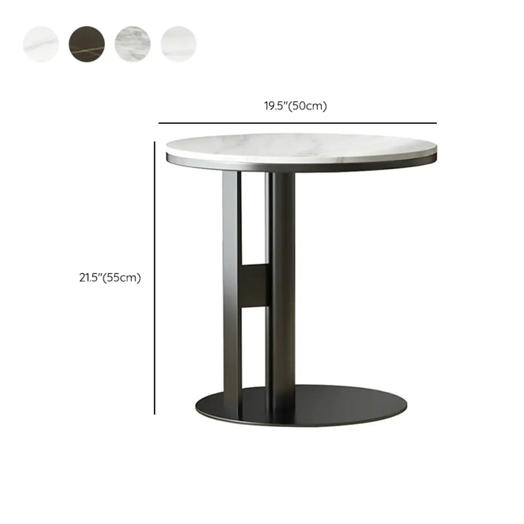 petite table d'appoint élégante en acier avec plateau en marbre et forme en C