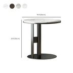 petite table d'appoint élégante en acier avec plateau en marbre et forme en C