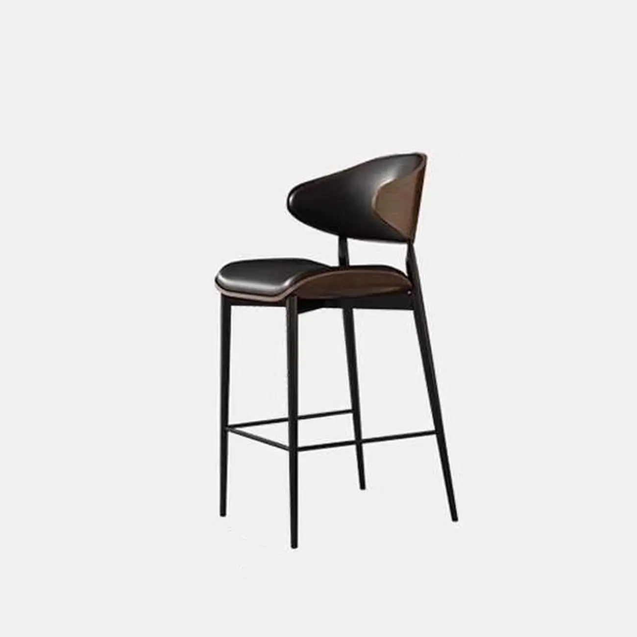 Tabourets de bar modernes en métal noir et cuir, hauteur comptoir