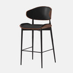 Tabourets de bar modernes en métal noir et cuir, hauteur comptoir