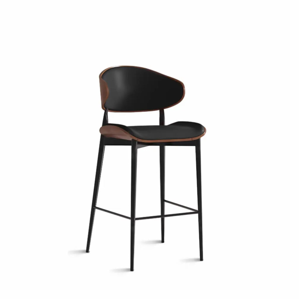 Tabourets de bar modernes en métal noir et cuir, hauteur comptoir