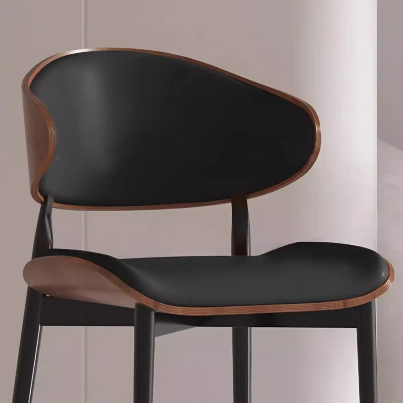 Tabourets de bar modernes en métal noir et cuir, hauteur comptoir